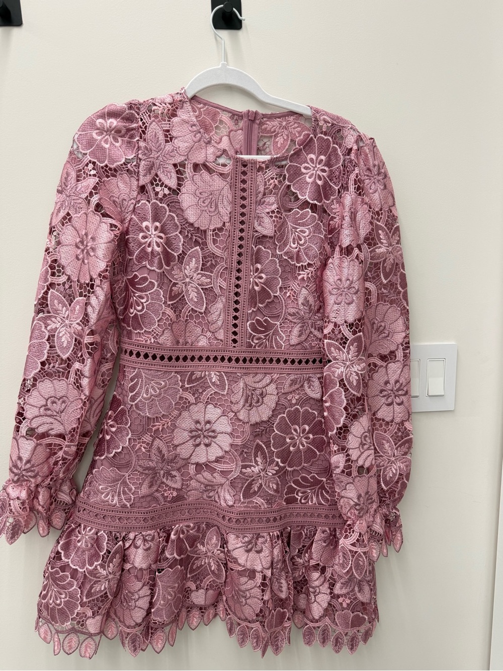 Just Me Mauve Lace Detail Mini Dress